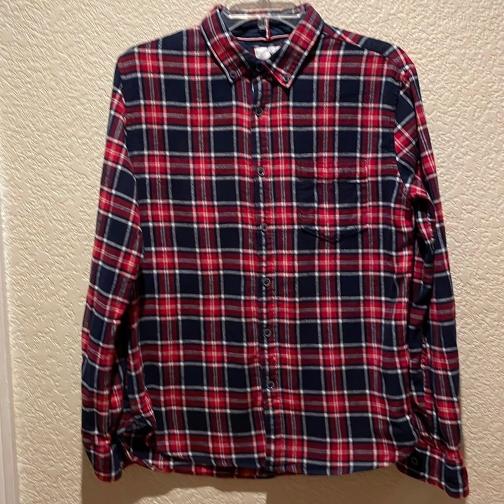 American Heritage Flannel Collection Long Sleeve Button Down Shirt M Red/ Blue